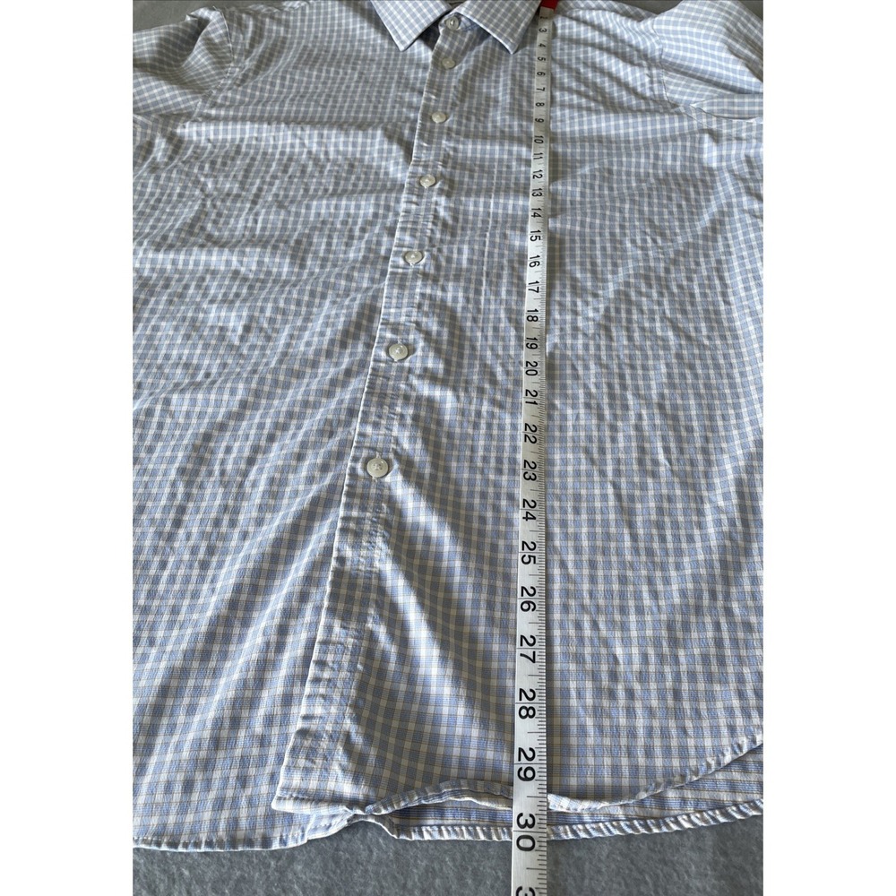 J. M. Haggar Mens Dress Shirt 16 1/2-34/33 Slim Fit Performance Gingham Check - Picture 10 of 12